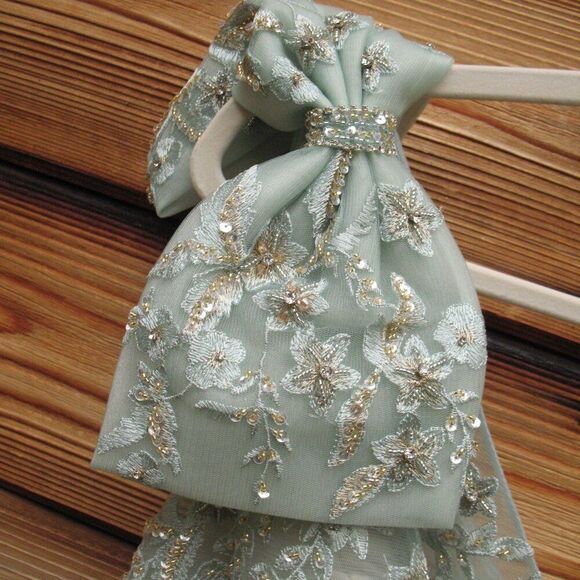 MAC DUGGAL 11177 Green Embellished Bow One Shoulder A Line Gown 10 - Picture 10 of 16